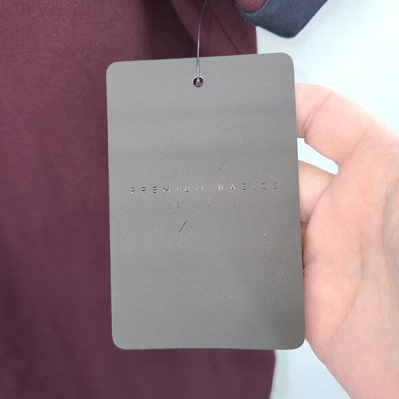 BYLT Men Maroon Drop Cut Ringer Lux Shirt Size Large‎ NEW Short Sleeve Casual - Picture 9 of 11